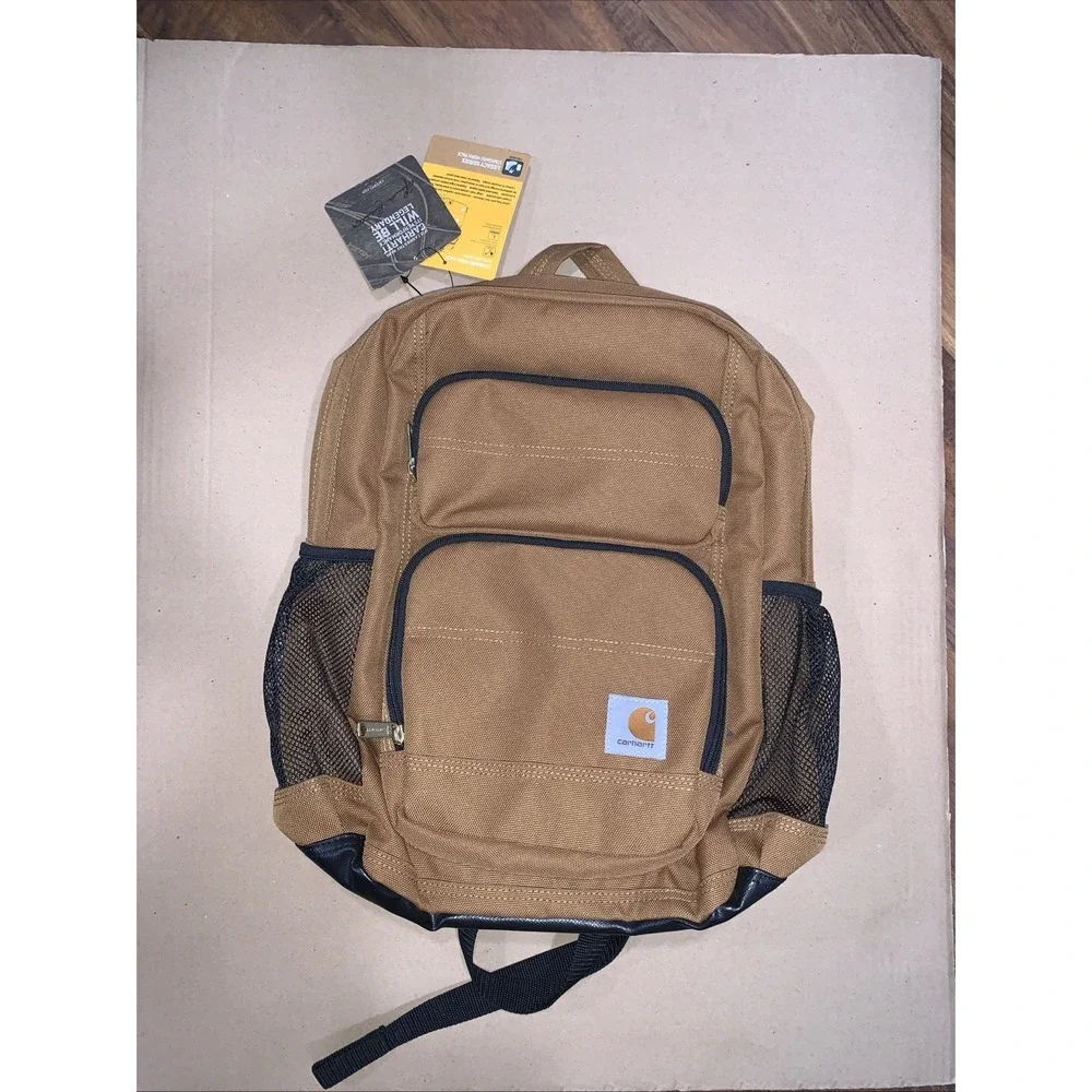NWT 28L Dual Compartment CARHARTT backpack brown With Faux Leather Stylish